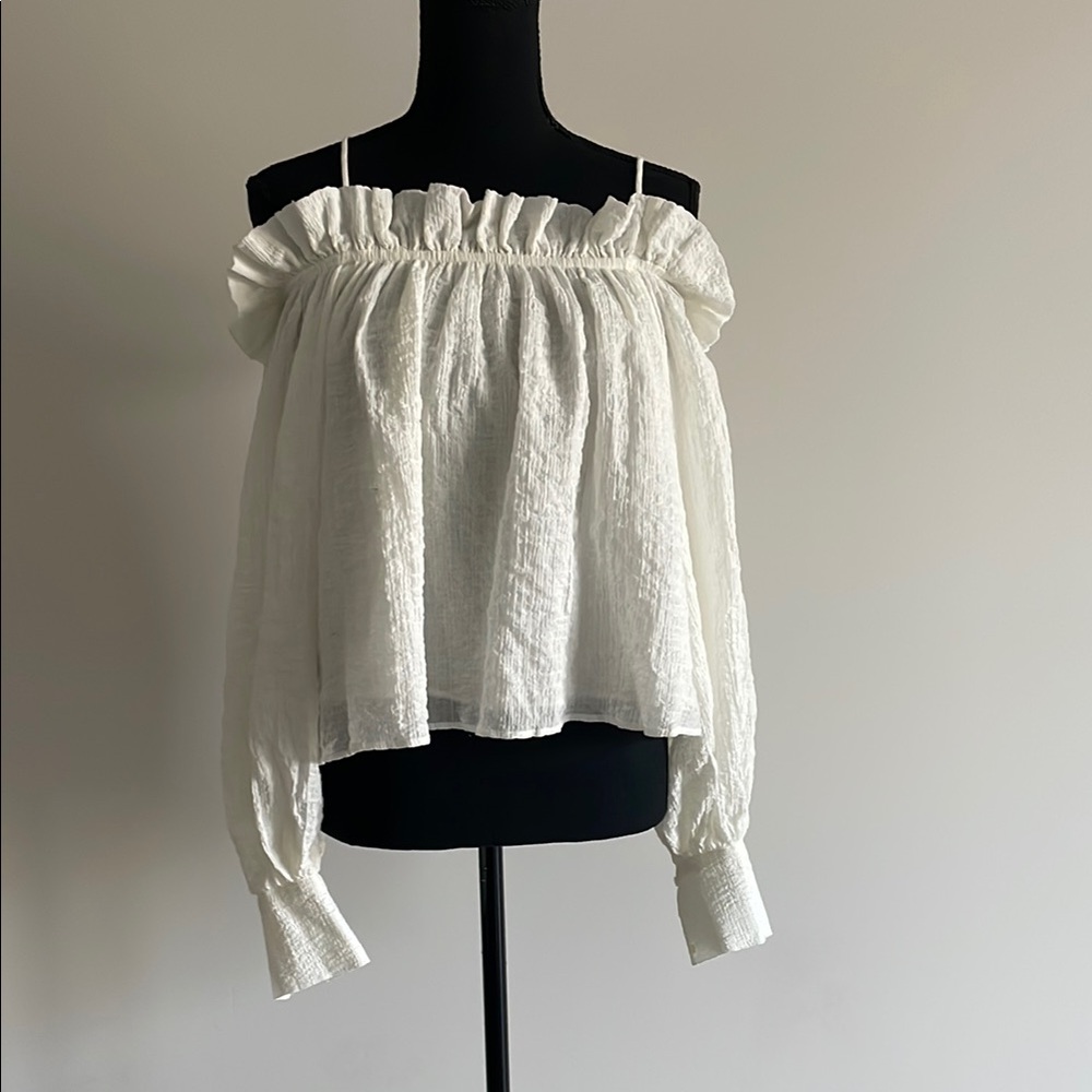 New H&M White Off-Shoulder Women's Top Sz S